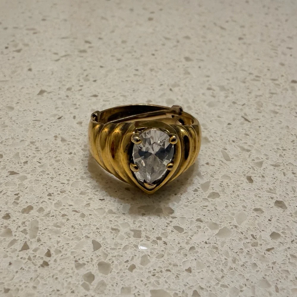 Cubic zirconia gold ring, size 8